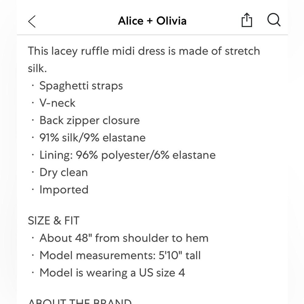 Alice + Olivia MCGUIRE RUFFLE SLIT MIDI - Picture 3 of 14